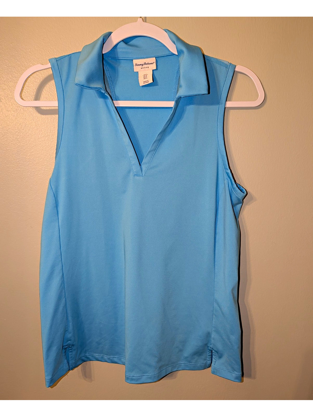 Tommy Bahama Active Blue Mesh Polo Tank Top Sleeveless Breathable Stretch S